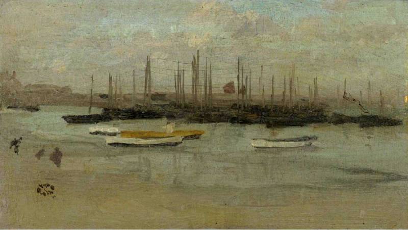 Blue and Opal - Herring Fleet, vintage artwork by James Abbott McNeill Whistler, 12x8" (A4) Poster