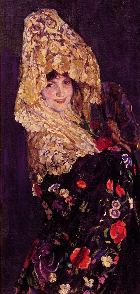 La Maja, vintage artwork by Jose Mongrell Torrent, 12x8" (A4) Poster