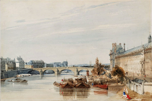 The Seine and Palace of the Tuileries, vintage artwork by Thomas Shotter Boys, A3 (16x12") Poster Print