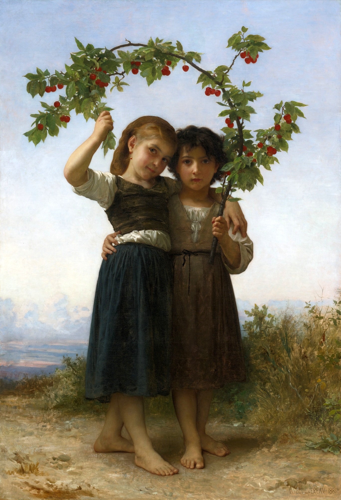 The Cherry Branch, vintage artwork by William Bouguereau, 12x8" (A4) Poster