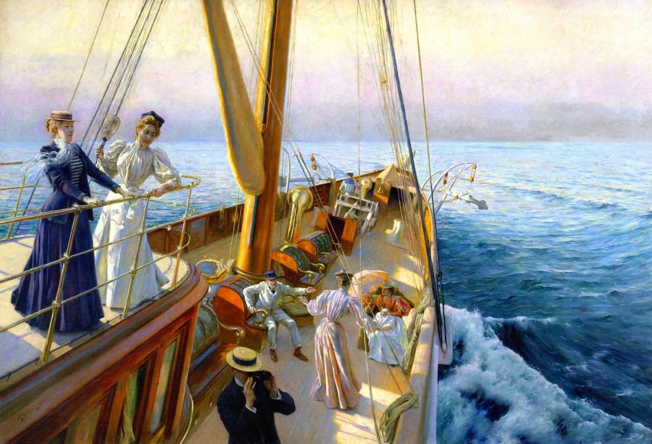 Yachting in the Mediterranean by Julius LeBlanc Stewart,A3(16x12")Poster