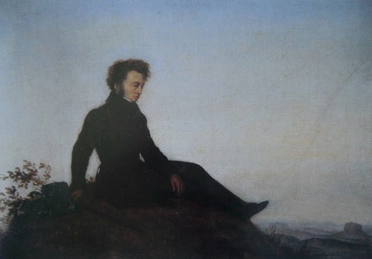 Wanderer in Saxon Switzerland, vintage artwork by Georg Friedrich Kersting, 12x8" (A4) Poster