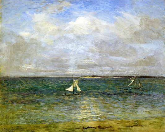 Sailboats, Peconic Bay, Long Island, New York, vintage artwork by Edith Mitchill Prellwitz, 12x8" (A4) Poster