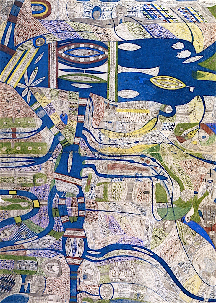 Cambridge, 1,483,000 Souls, vintage artwork by Adolf Wölfli, 12x8" (A4) Poster