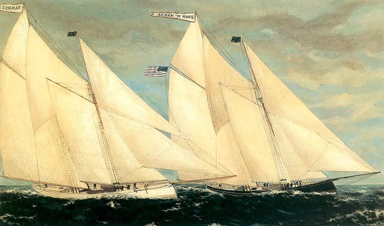 The John McManus and the Carrie C., vintage artwork by William Pierce Stubbs, 12x8" (A4) Poster