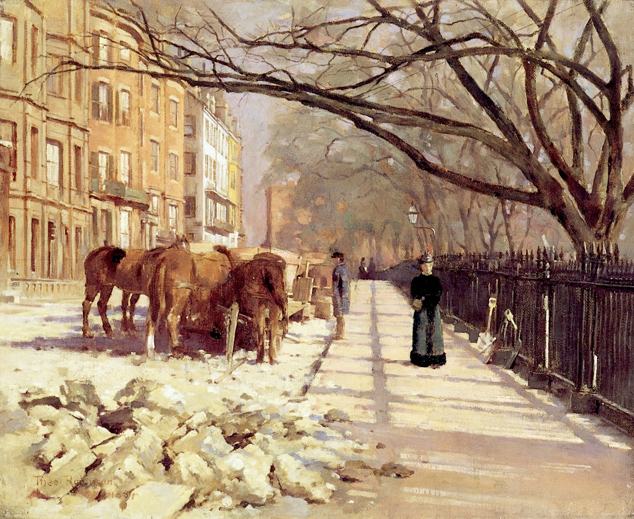 Beacon Street, Boston, vintage artwork by Theodore Robinson, 12x8" (A4) Poster