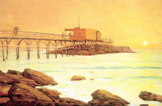 Laguna Beach Pier, vintage artwork by Frank Coburn, 12x8" (A4) Poster