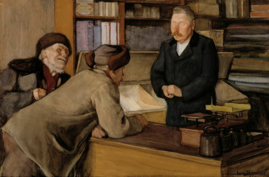 The Village Shop, vintage artwork by Eero Järnefelt, 12x8" (A4) Poster