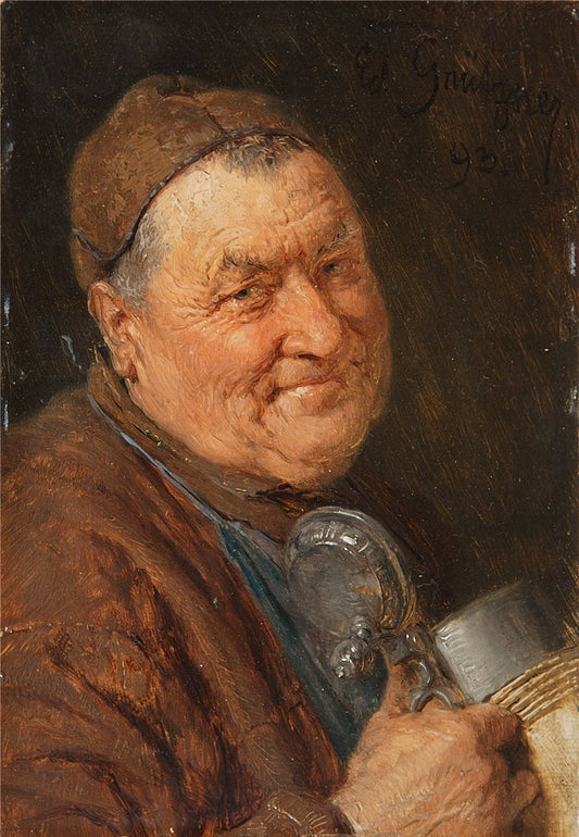 Monk with beer jug, vintage artwork by Eduard von Grützner, 12x8" (A4) Poster