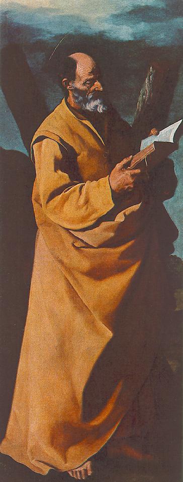 Apostle St. Andrew, vintage artwork by Francisco de Zurbarán, 12x8" (A4) Poster
