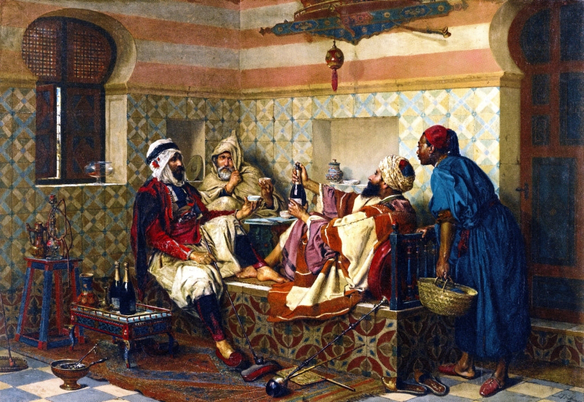 Les buveurs de champagne, vintage artwork by Jan Baptist Huysmans, 12x8" (A4) Poster