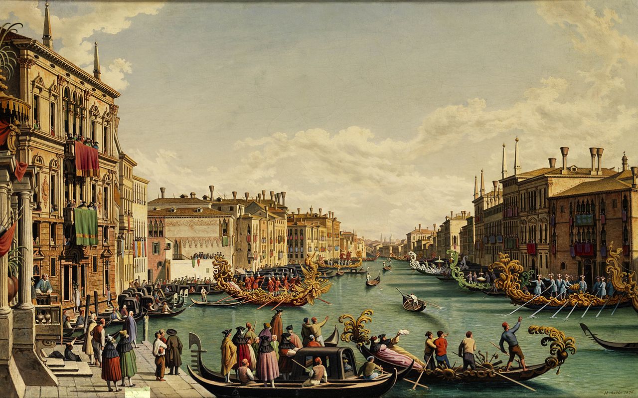 The redentore feast in Venice, vintage artwork by Hubert Sattler, A3 (16x12") Poster Print