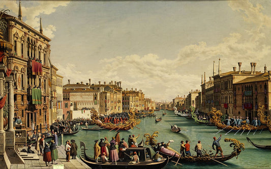 The redentore feast in Venice, vintage artwork by Hubert Sattler, A3 (16x12") Poster Print