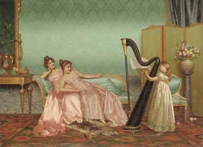 The harp recital by Vittorio Reggianini,A3(16x12")Poster