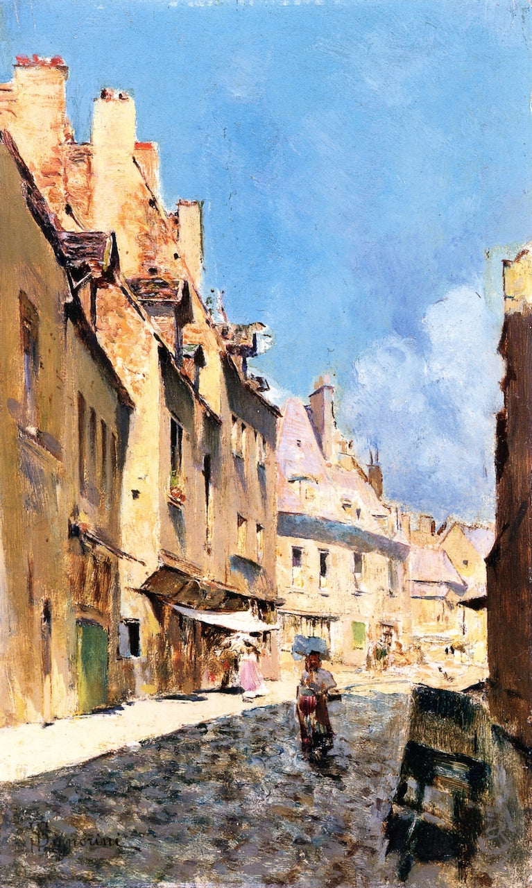 Una strada di Digione, vintage artwork by Telemaco Signorini, 12x8" (A4) Poster