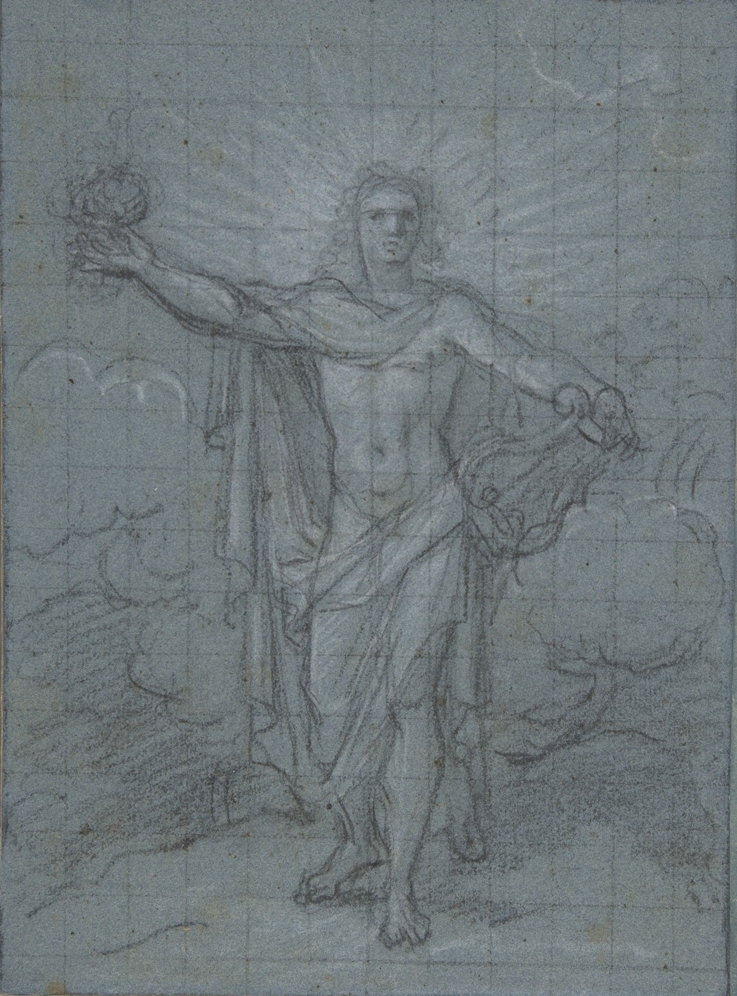 Standing Figure of Apollo, vintage artwork by Antoine Coypel II, 12x8" (A4) Poster