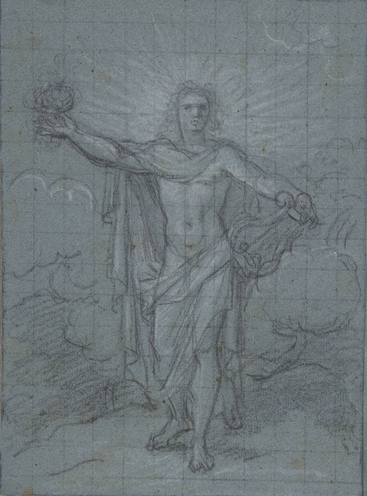 Standing Figure of Apollo, vintage artwork by Antoine Coypel II, 12x8" (A4) Poster
