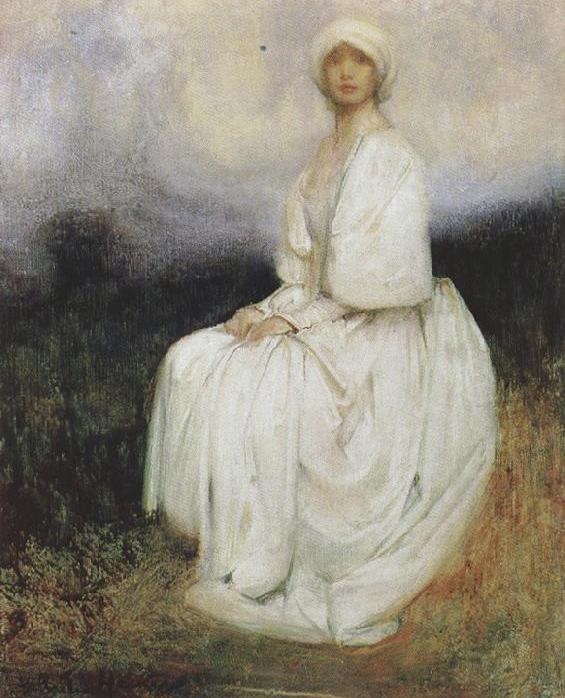 The Girl in White, vintage artwork by Arthur Hacker, 12x8" (A4) Poster