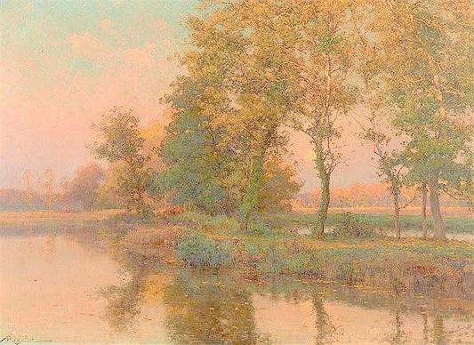 Autumn Evening in the Valley of the Essonne, vintage artwork by Albert-Gabriel Rigolot, 12x8" (A4) Poster