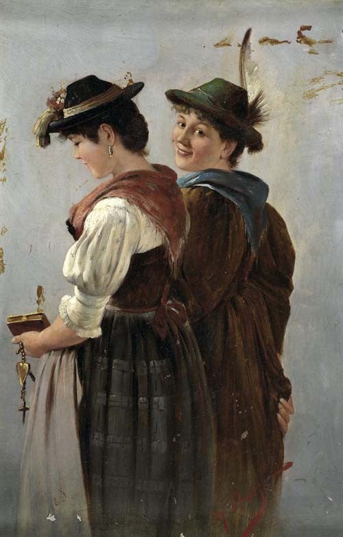 The village beauty, vintage artwork by Fredrich Prolss, 12x8" (A4) Poster