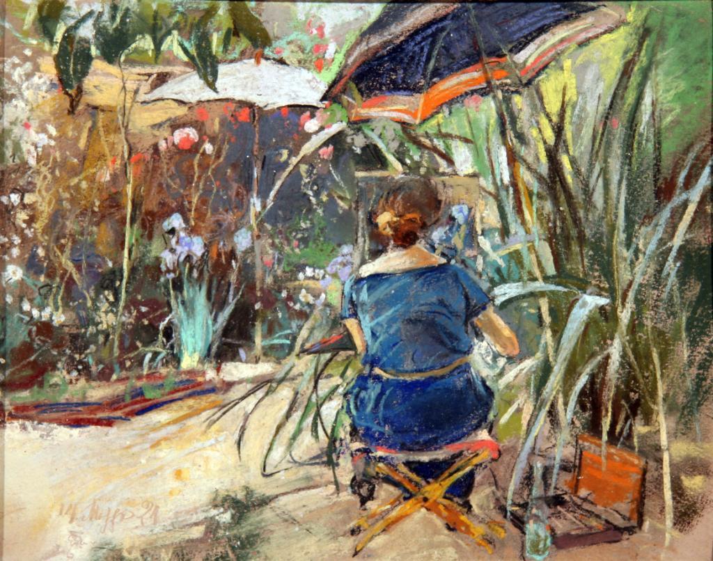 Painting in the Garden by Giuseppe Casciaro,A3(16x12")Poster