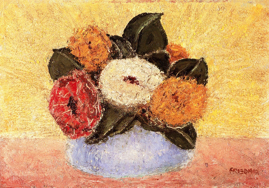 Still Life in Blue Crock, vintage artwork by Arnold Friedman, 12x8" (A4) Poster