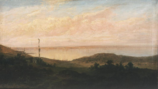Dusk on the Lake Balaton at Almádi, vintage artwork by Károly Telepy, 12x8" (A4) Poster