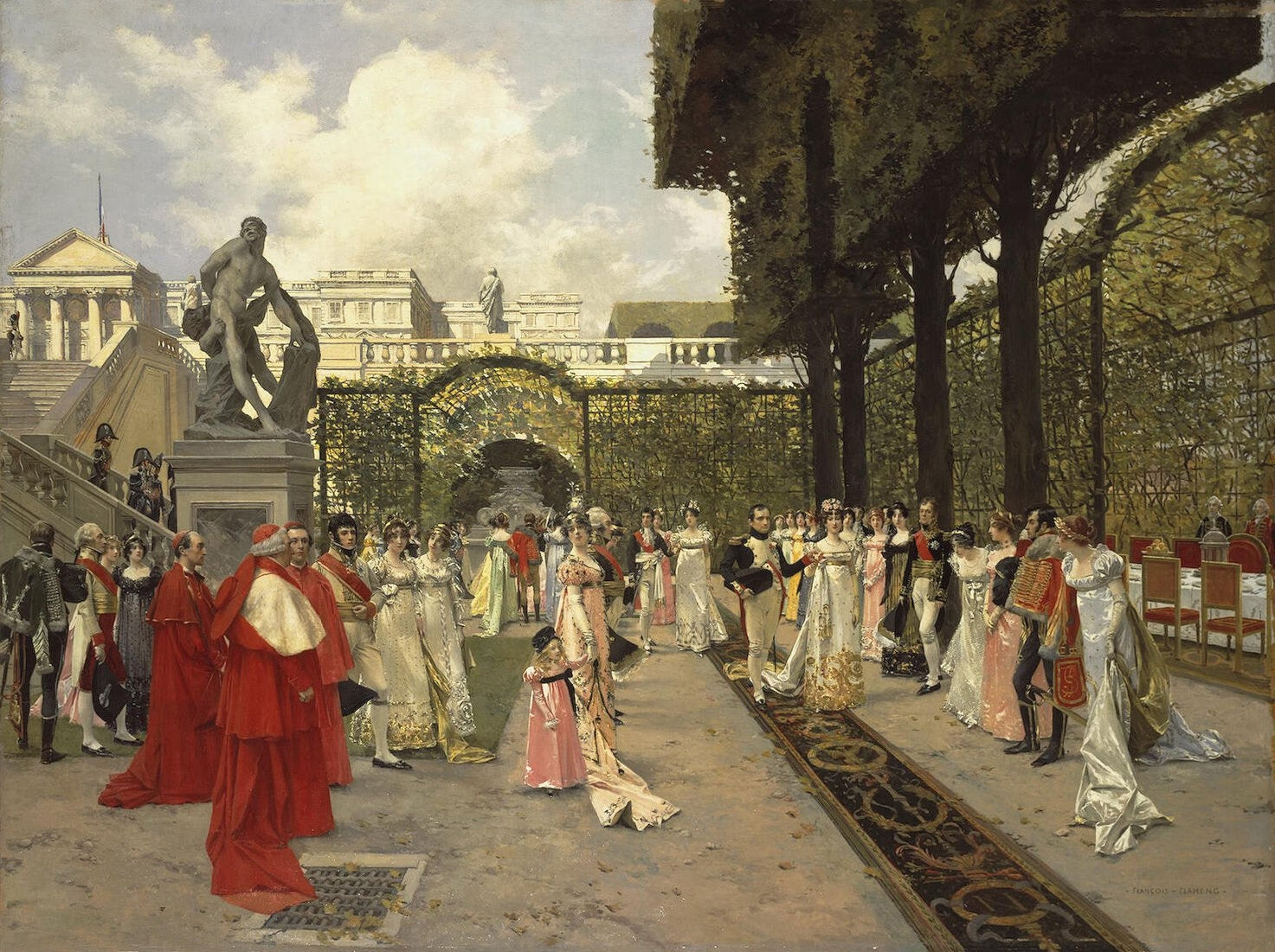 Napoleon I and the King of Rome at Saint-Cloud, vintage artwork by Francois Flameng, 12x8" (A4) Poster