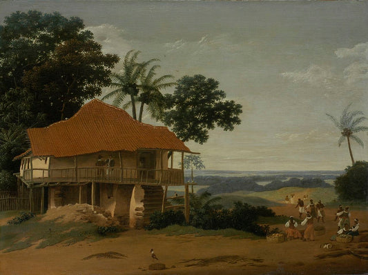 Brazilian Landscape with a Worker's House, vintage artwork by Frans Post, 12x8" (A4) Poster