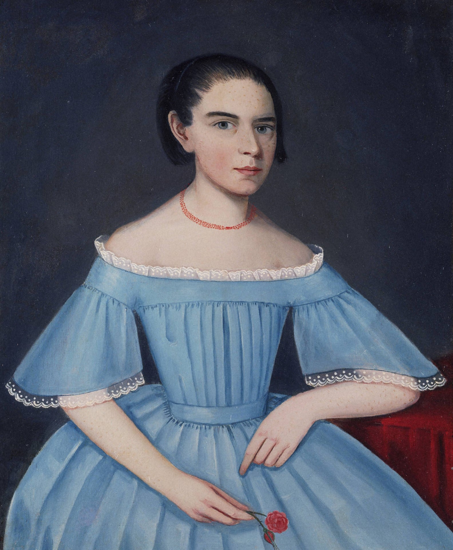 Mary O'Connel, Pittsfield, Massachusetts, vintage artwork by Attributed to Ammi Phillips, 12x8" (A4) Poster