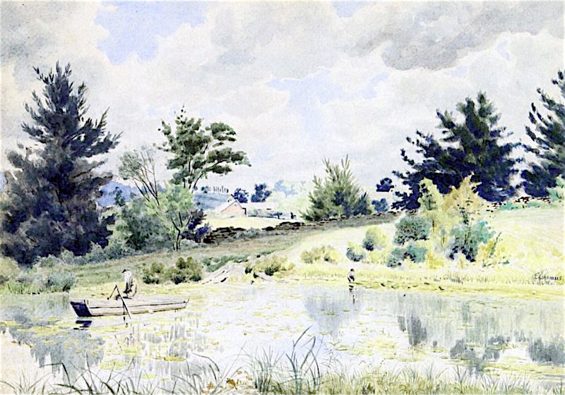 Arkville, Catskill, New York, vintage artwork by Louis M. Eilshemius, 12x8" (A4) Poster