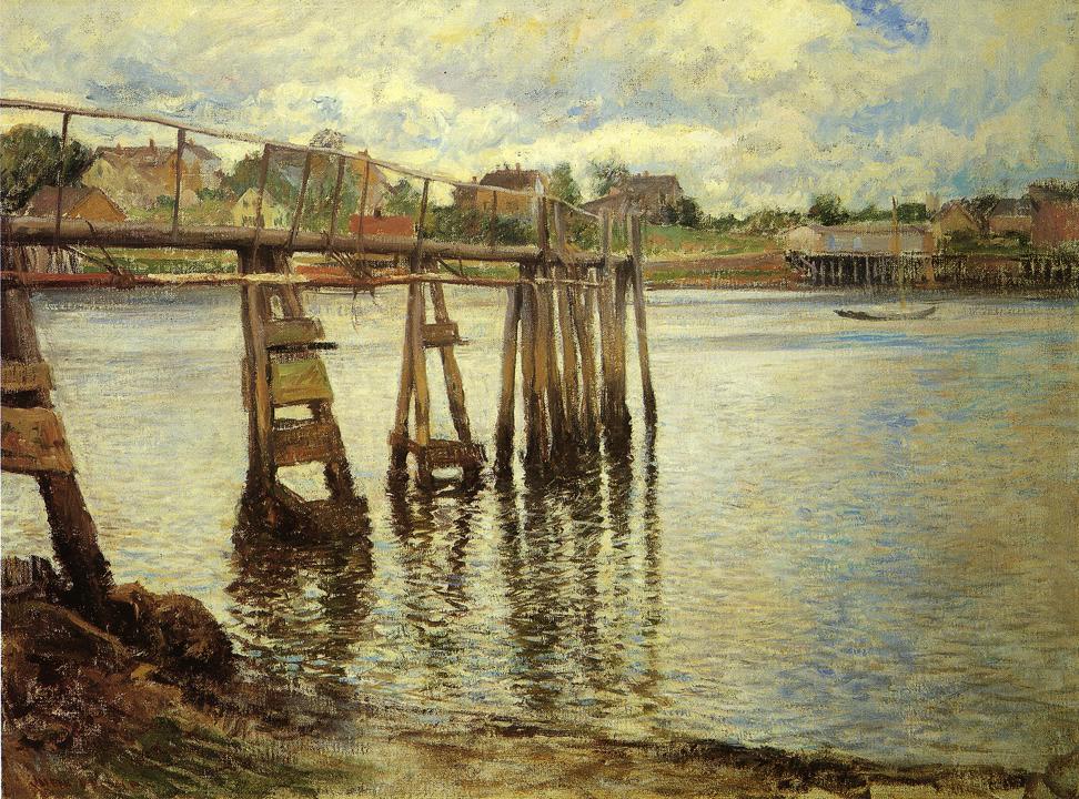 Jetty at Low Tide, vintage artwork by Joseph Rodefer DeCamp, 12x8" (A4) Poster