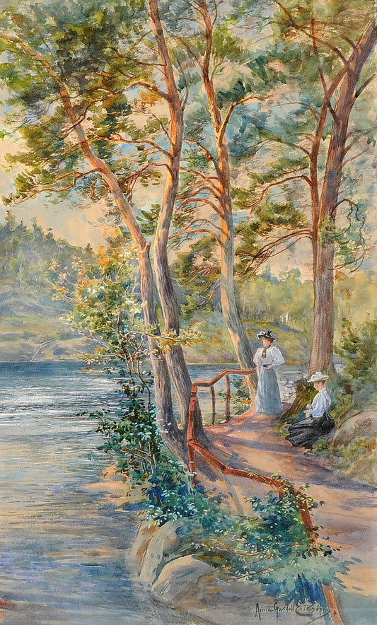 A Moment of Rest at Delsjon, vintage artwork by Anna Gardell-Ericson, 12x8" (A4) Poster