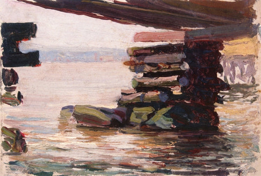 Bridge Pilings, vintage artwork by Julian Onderdonk, 12x8" (A4) Poster