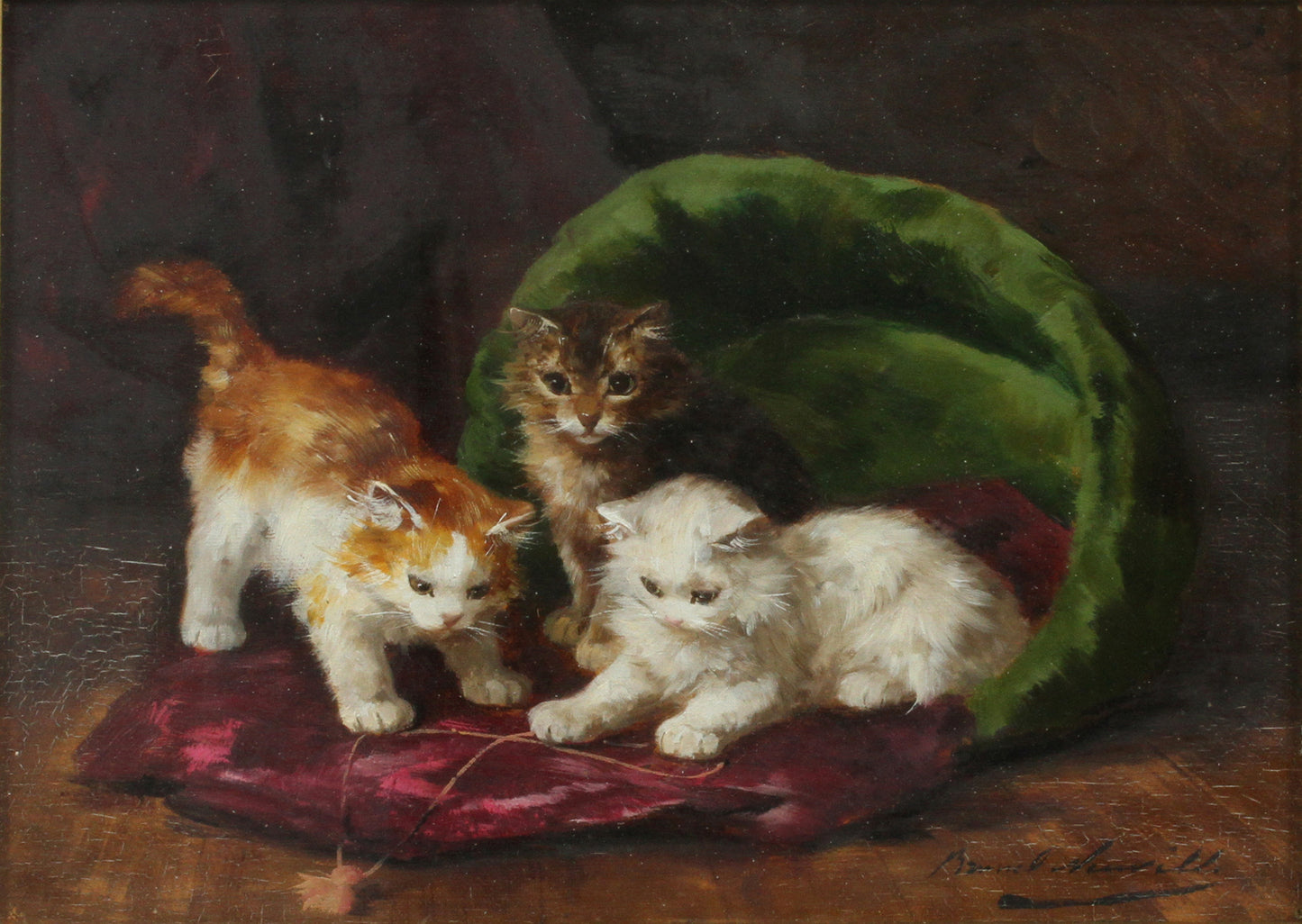 three kittens by Alfred Brunel de Neuville,A3(16x12")Poster