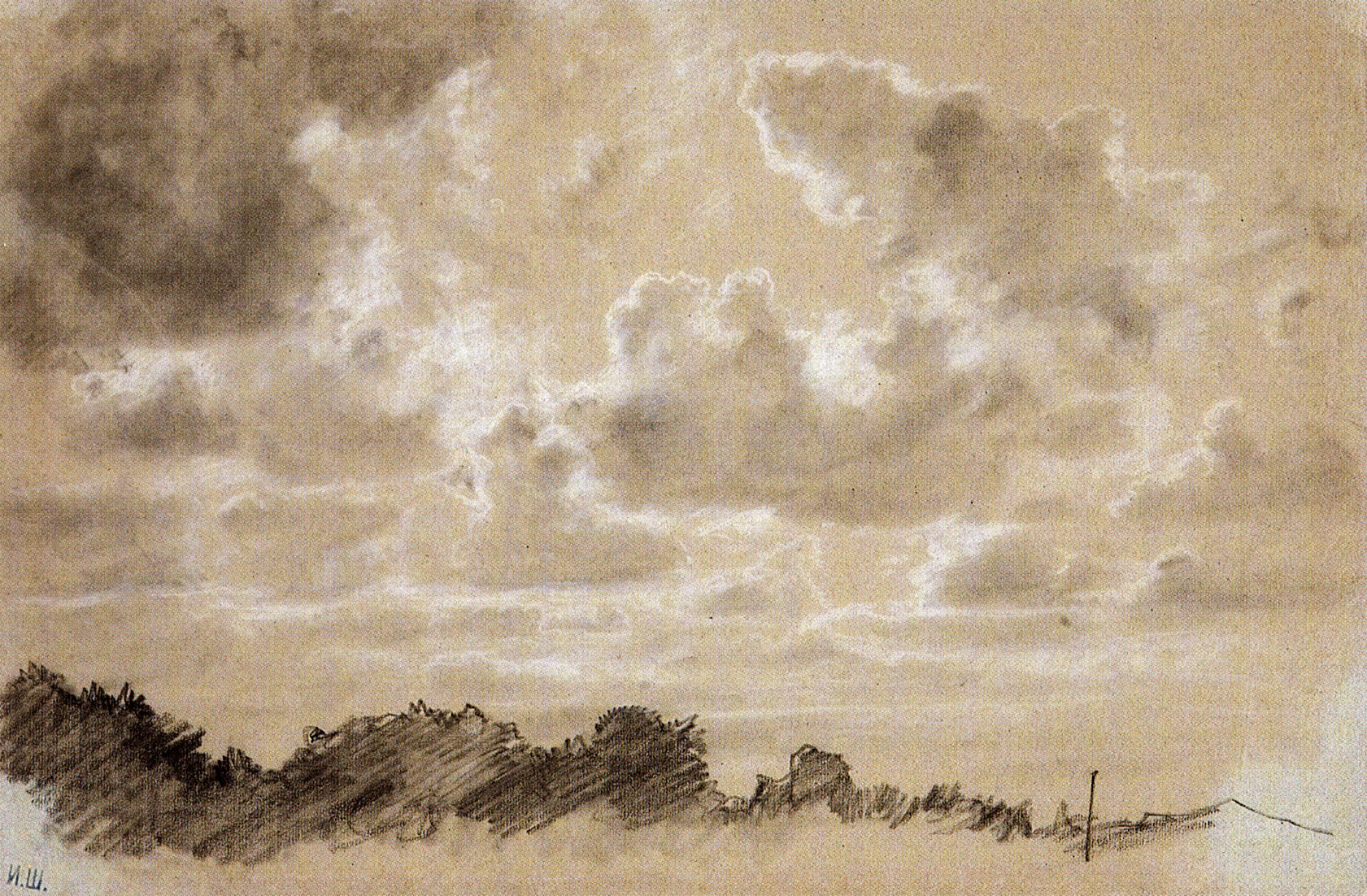 Clouds (study), vintage artwork by Ivan Ivanovich Shishkin, 12x8" (A4) Poster