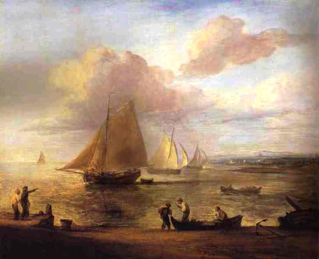 Coastal Scene - a Calm, vintage artwork by Thomas Gainsborough, 12x8" (A4) Poster