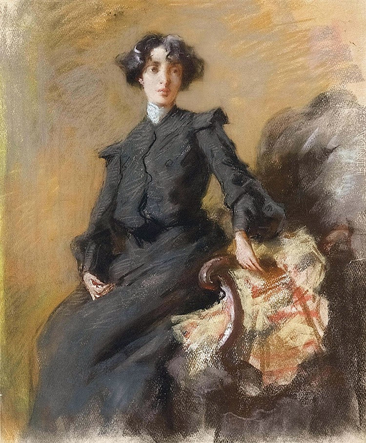 Young Woman in the Salon by Pompeo Mariani,A3(16x12")Poster