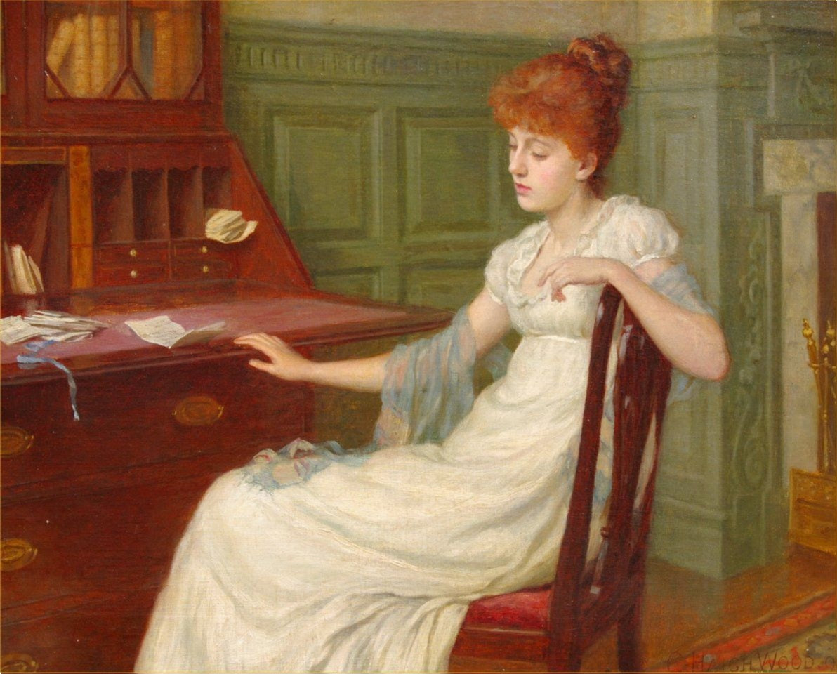 Reflective Thoughts, vintage artwork by Charles Haigh Wood, 12x8" (A4) Poster