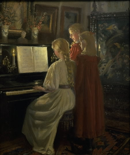 Children Singing, vintage artwork by Michael Peter Ancher, 12x8" (A4) Poster