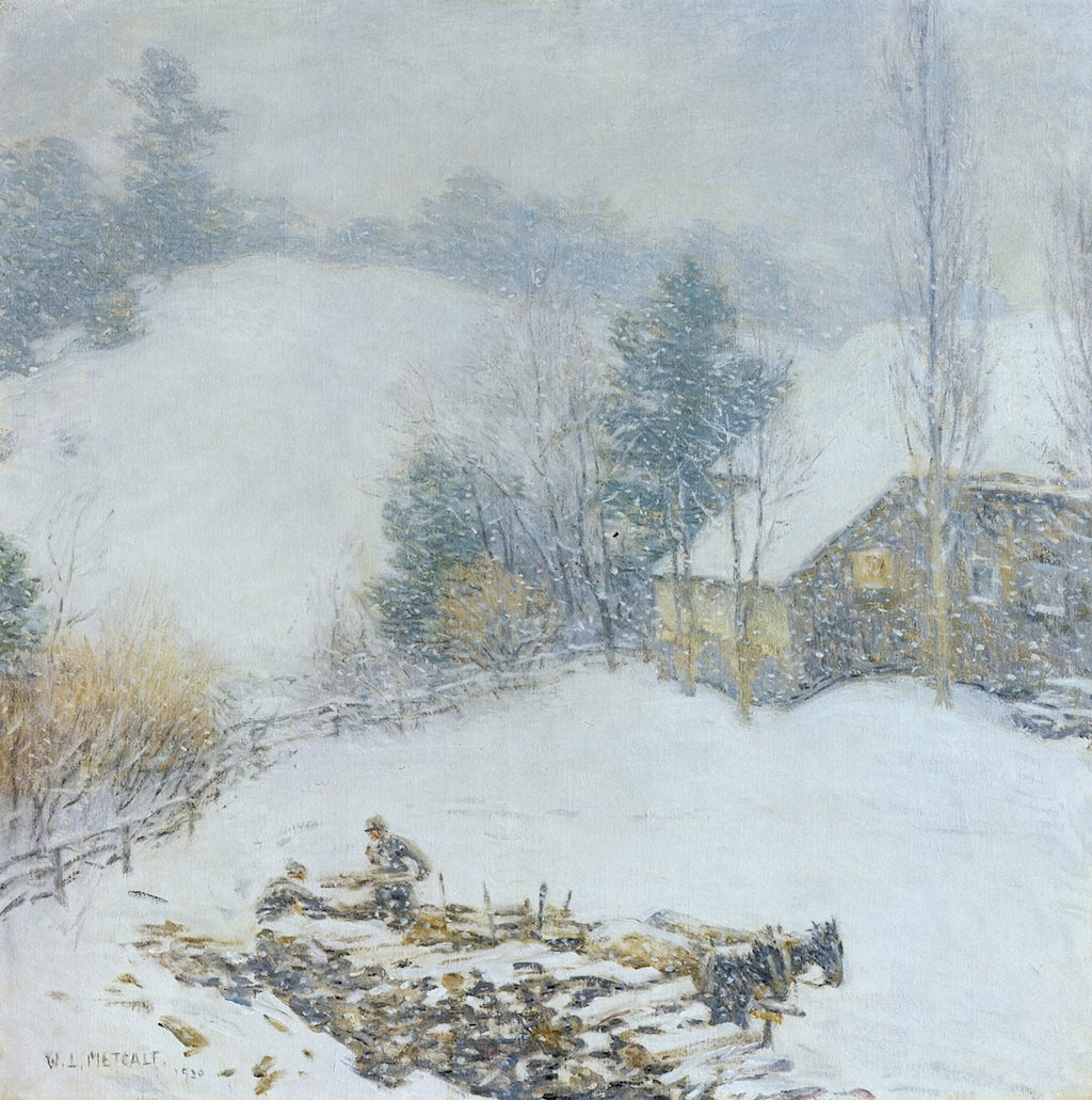 Hauling Wood - Winter by Willard Leroy Metcalf,A3(16x12")Poster