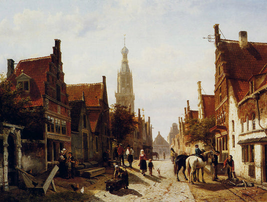 Market Oudewater, vintage artwork by Cornelis Springer, A3 (16x12") Poster Print