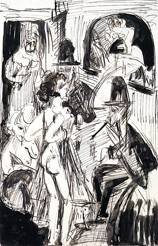 Bordello by Ernst Ludwig Kirchner,16x12(A3) Poster