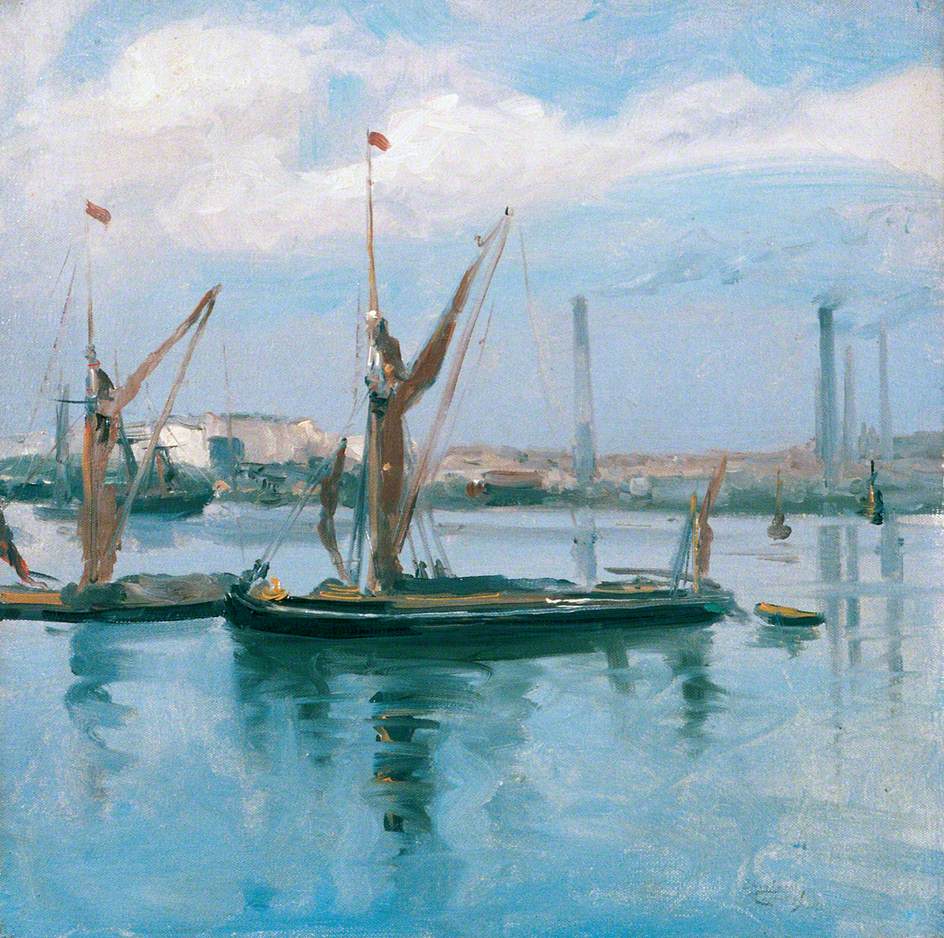 Rochester Harbour, a September Afternoon, vintage artwork by Theodore Roussel, 12x8" (A4) Poster