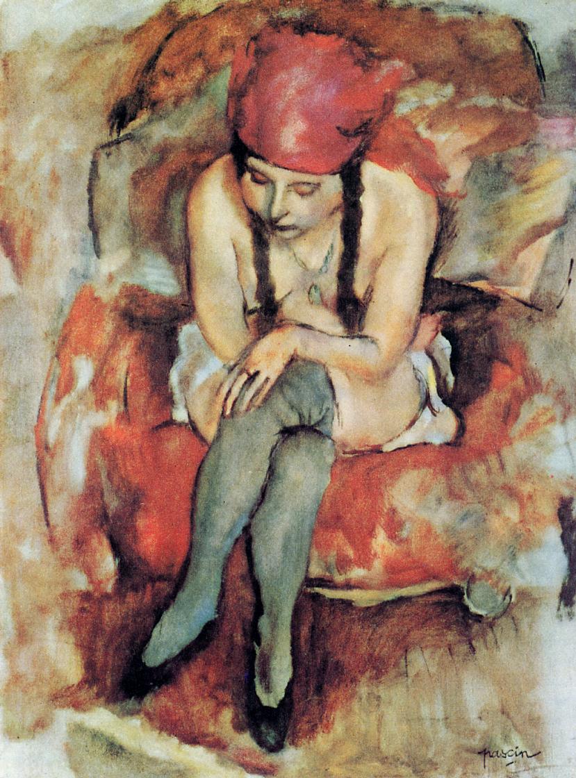 Claudine Resting by Jules Pascin,16x12(A3) Poster