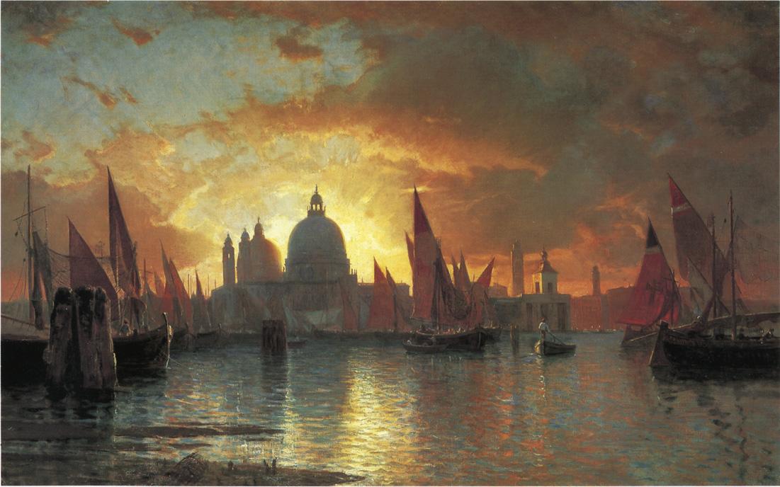 Santa Maria della Salute, Sunset, vintage artwork by William Stanley Haseltine, 12x8" (A4) Poster