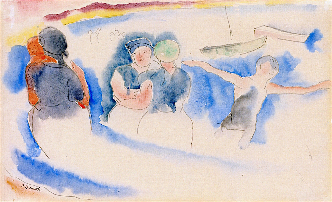 Bathing Beach, vintage artwork by Charles Demuth, 12x8" (A4) Poster