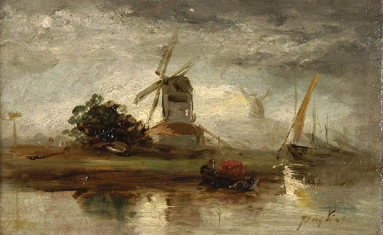 Landscape in Holland (study), vintage artwork by Johan Barthold Jongkind, A3 (16x12") Poster Print