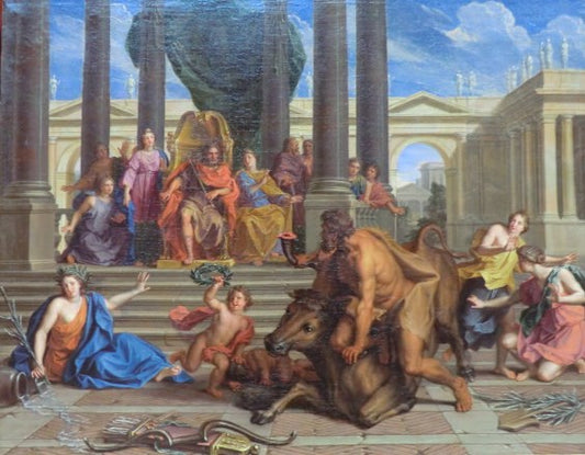 Combat d’Hercule et Acheloüs, vintage artwork by Noël Coypel I, 12x8" (A4) Poster