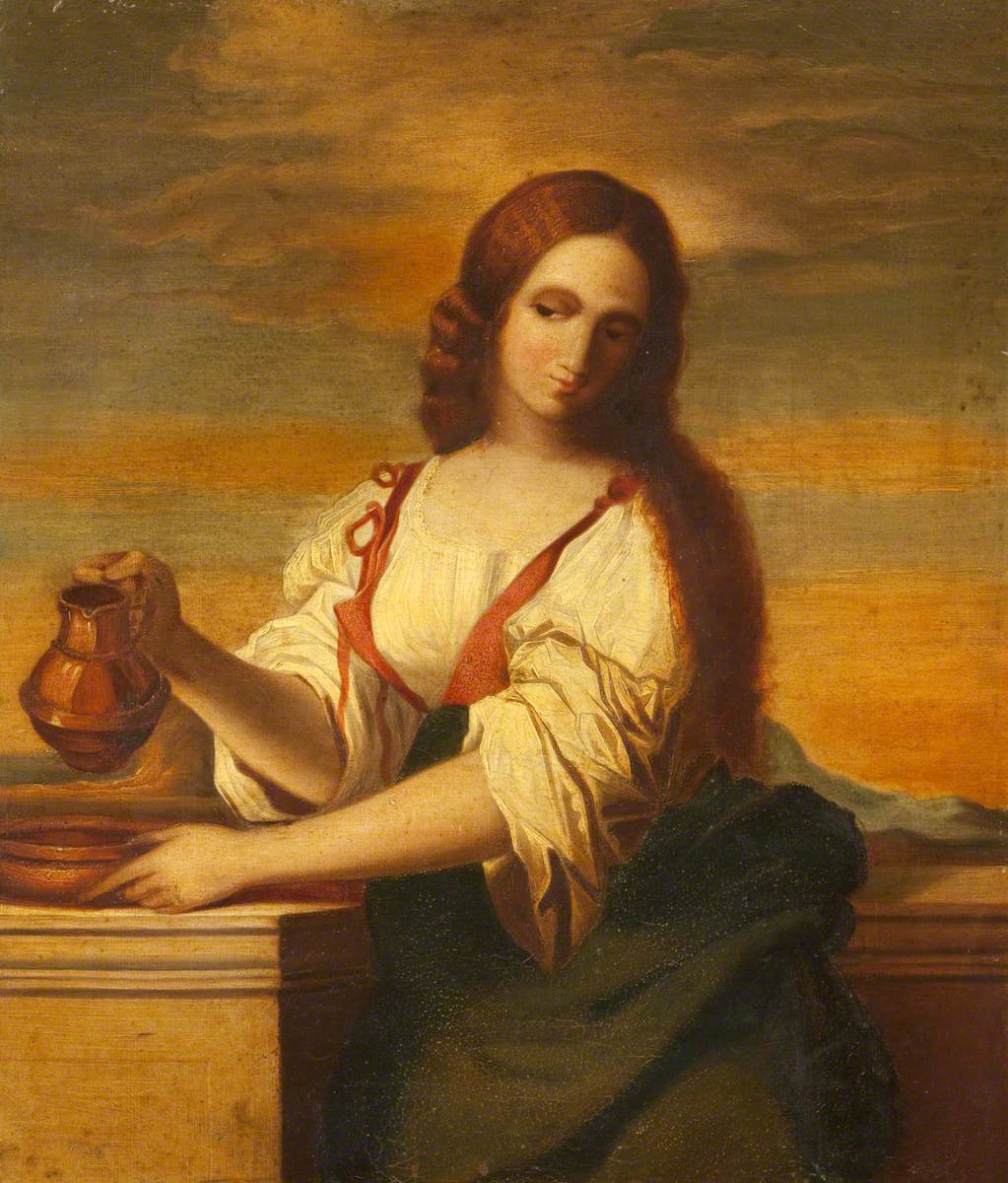 The Woman of Samaria (after Guercino), vintage artwork by Henrietta Chatterton, A3 (16x12") Poster Print